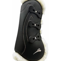 Produktbild von eQuick Glam Fluffy Vorderbeingamaschen aus Kunstleder Schwarz für Vollblut/VB