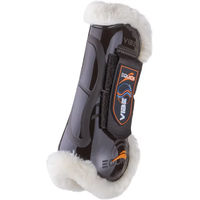 Produktbild von eQuick Vibe Fluffy Gamaschen für Pferde offene Vorderbeinschoner mit Klettverschluss Schwarz