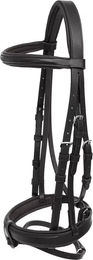 Equiline Bridon Nasenband mit Gebiss aus Leder für Ponys in Schwarz – Bild 1 von 1