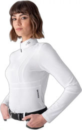 Produktbild von Equiline Colid Damen Langarm-Reitturnier-Polo Weiß XXL