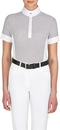 Produktbild von Equiline Eliciae Reitturnier-Poloshirt Damen Weiß Braun Größe S
