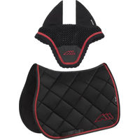Produktbild von Equiline Eqchroma Sattelset für Pferde mit Fliegenhaube in Schwarz