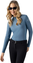 Equiline Eqedison Reitshirt Damen mit 3/4-Reißverschluss Blau Größe M – Bild 1 von 5