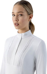 Produktbild von Equiline Eqeditha Turniershirt Damen Reitshirt aus Polyamid in Blau und Weiß Größe L