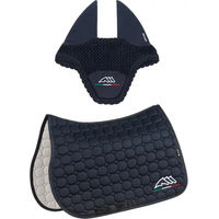 Produktbild von Equiline Eqflaggy Sattelunterlage und Ohrhaube Set aus Baumwolle Blau