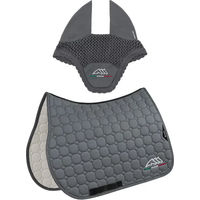 Produktbild von Equiline Eqflaggy Sattelunterlage und Ohrhaube Set aus Baumwolle Grau