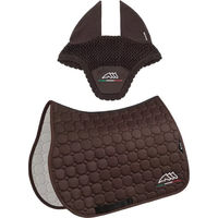 Produktbild von Equiline Eqflaggy Sattelunterlage und Ohrhaube Set aus Baumwolle in Braun