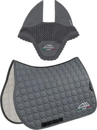 Produktbild von Equiline Eqflaggy Sattelunterlage und Ohrhaube Set aus Baumwolle in Grau