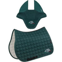 Produktbild von Equiline Eqflaggy Sattelunterlage und Ohrhaube Set aus Baumwolle in Grün