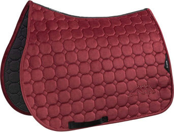 Equiline EQGAULO Samtschabracke und Fliegenhaube Octagon mit Strasssteinen Alpine Plum Größe Dressur – Bild 1 von 1