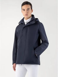 Equiline Eqrevek Regenjacke Unisex wasserdicht mit Kapuze aus Polyester Schwarz Blau XXL – Bild 1 von 4