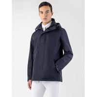 Produktbild von Equiline Eqrevek Regenjacke Unisex wasserdicht mit Kapuze aus Polyester Schwarz Blau XXL