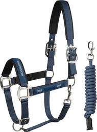 Produktbild von Equiline Esdino Halfter und Longiergurt Set für Pferde aus Nylon in Blau