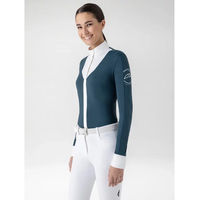 Produktbild von Equiline Estock Turnierpolo mit langen Ärmeln für Damen in Blau Größe 40 IT