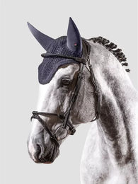 Produktbild von Equiline Fliegenhaube für Pferde aus Baumwolle Blau Vollblut