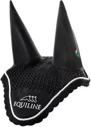 Equiline Fliegenhaube mit Stickerei aus Baumwolle Schwarz für Warmblut – Bild 1 von 5