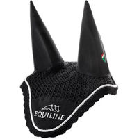Produktbild von Equiline Fliegenhaube mit Stickerei aus Baumwolle Schwarz für Warmblut