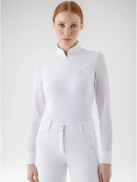 Produktbild von Equiline Golig Turnierpolo mit langen Ärmeln für Damen in Weiß Größe L