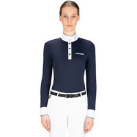 Produktbild von Equiline Gracielle Reitshirt Damen Langarm Turnierpolo Weiß Blau XXL
