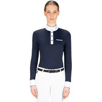 Produktbild von Equiline Gracielle Turnierpolo Damen mit langen Ärmeln in Blau Größe S