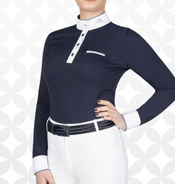 Equiline Gracielle Turniershirt Damen Langarm Blau Größe M – Bild 1 von 1