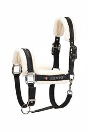 Produktbild von Equiline Halfter Tom mit Fell in Schwarz aus Kunststoff