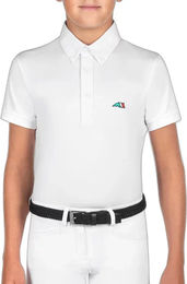 Equiline Jeremyk Turnierpoloshirt für Kinder in Weiß aus Nylon – Bild 1 von 3