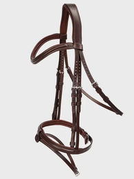 Equiline Kombiniertes Pferdehalfter mit Zaumzeuggurt aus Leder in Braun – Bild 1 von 1