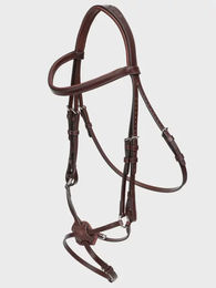 Equiline Leder Trense mit gekreuztem Nasenriemen in Bordeaux für Cob – Bild 1 von 1