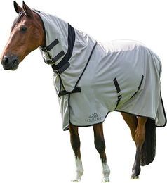 Equiline Lemonfly Mesh Paddockdecke mit Halsteil aus Polyester in Grau/Silber – Bild 1 von 2