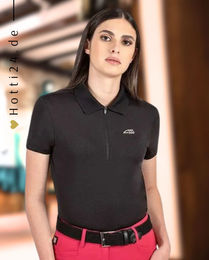 Equiline Poloshirt Carenc Damen Reitshirt Schwarz – Bild 1 von 1