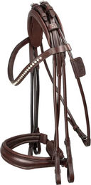 Produktbild von Equiline Reithalfter aus Leder mit Röhrenform und Kristallen in Braun für Vollblut