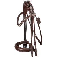 Produktbild von Equiline Reithalfter aus Leder mit Röhrenform und Kristallen in Braun für Vollblut