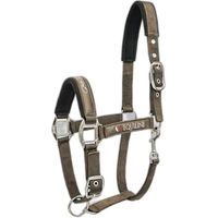 Produktbild von Equiline Stallhalfter Timmy für Warmblut in Cappuccino Braun mit Doppel Dornschnalle