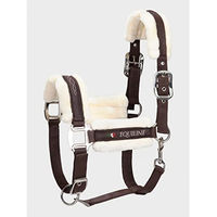 Produktbild von Equiline Tom Halfter mit Lammfell in Blau für Warmblut Pferde