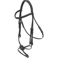 Produktbild von Equiline Trense mit gekreuztem Nasenriemen aus Leder in Schwarz Größe Cob