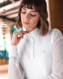 Produktbild von Equiline Turnierhemd Reitshirt für Damen in Weiß aus Polyamid für Frühling und Sommer