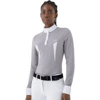 Produktbild von Equiline Turnierpolo Carrib Reitshirt Damen Weiß Grau Größe L