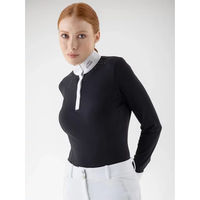 Produktbild von Equiline Turnierpolo mit langen Ärmeln für Damen in Schwarz Größe L