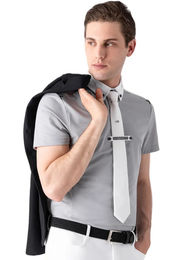 Produktbild von Equiline Turniershirt Curtiek Sleet Grey Reitshirt für Herren in Grau und Weiß