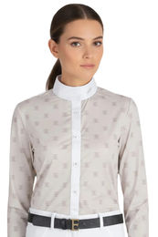 Produktbild von Equiline Turniershirt Emerie Crystal Grey Reitshirt für Damen in Grau und Weiß
