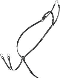 Produktbild von Equiline Vorderzeug für Pferde mit abnehmbarem Martingal und Gummizug aus Leder in Schwarz