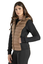 Produktbild von Equiline Weste Elime Camel für Damen aus Stretch-Scuba-Stoff in Beige Braun