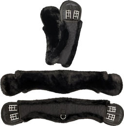 Equinate Anatomischer Mondgurt mit synthetischem Lammfell Schwarz 60cm - 60 cm – Bild 1 von 6