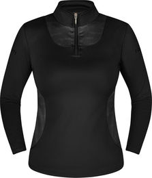 Produktbild von Equinate Damen Reitshirt Glide Funktionsshirt Langarm Schwarz Größe M aus recyceltem Polyester
