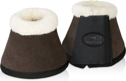 Produktbild von Equinate Hufglocken Gamaschen aus Leder und synthetischem Lammfell Braun Größe S