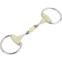 Produktbild von Equinate Olivenkopfgebiss für Pferde mit Apfelgeschmack 18mm doppelt gebrochen 14,5cm aus Edelstahl