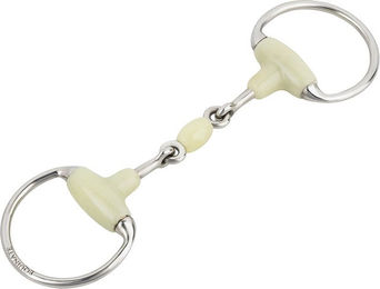 Equinate Olivenkopfgebiss für Pferde mit Apfelgeschmack doppelt gebrochen 18mm 11,5cm aus Edelstahl – Bild 1 von 6