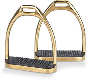 Equinate Steigbügel Luna Gold 12cm mit Anti-Rutsch Trittfläche aus Gummi 2 Stück – Bild 1 von 9