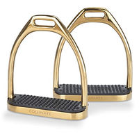 Produktbild von Equinate Steigbügel Luna Gold 12cm mit Anti-Rutsch Trittfläche aus Gummi 2 Stück